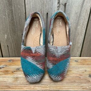 Toms Alpargata Aztec Wool Knit Shoe Fur Lined Southwestern Women Size 10